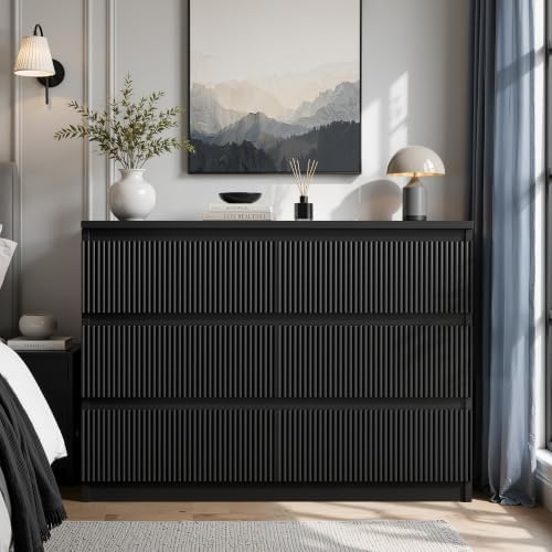Jocoevol 6 Drawer Fluted Dresser, Modern Chest of Drawers for Bedroom with Hi...
