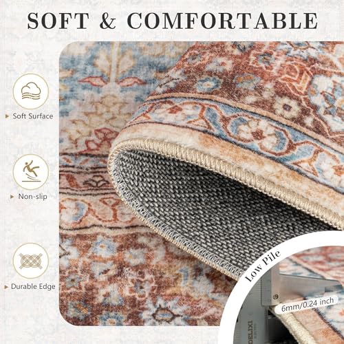 8x10 Area Rugs for Living Room - Washable Vintage Retro Large Rug, Soft Ultra...