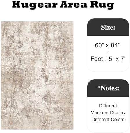 HUGEAR 5x7 Brown Abstract Washable Area Rug for Living Room