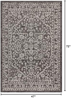 JONATHAN Y Boho Medallion Indoor Outdoor Area Rug 4X6 Black/Gray, Malta Textu...