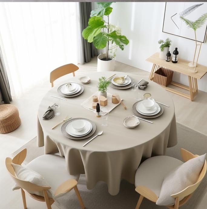 EVERLY 100% Pure Linen Round Tablecloths 60Inches for Dining,Buffet Parties,P...