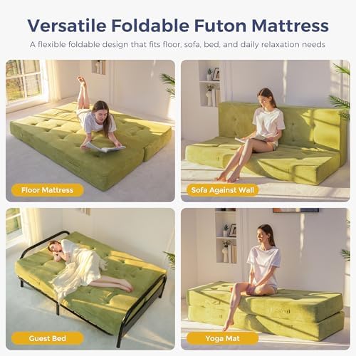 MAXYOYO Foldable Mattress, 8-Inch Tufted Futon Mattress with Handles