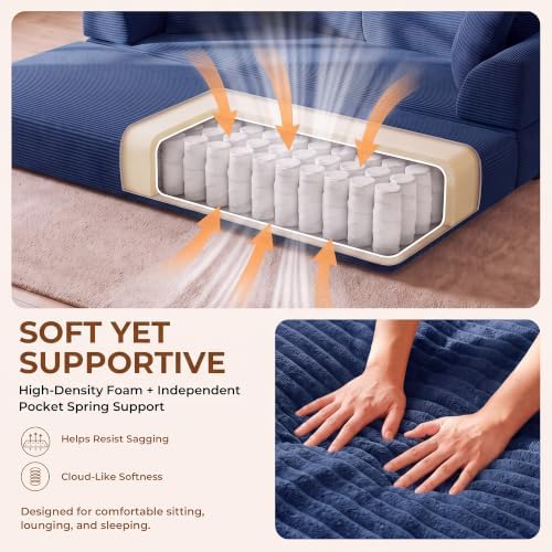 79" High‑Back Convertible Futon Sofa Bed, Boneless Couch for Living Room