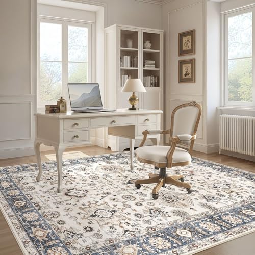 10x14 Washable Area Rug for Living Room, Vintage Pattern