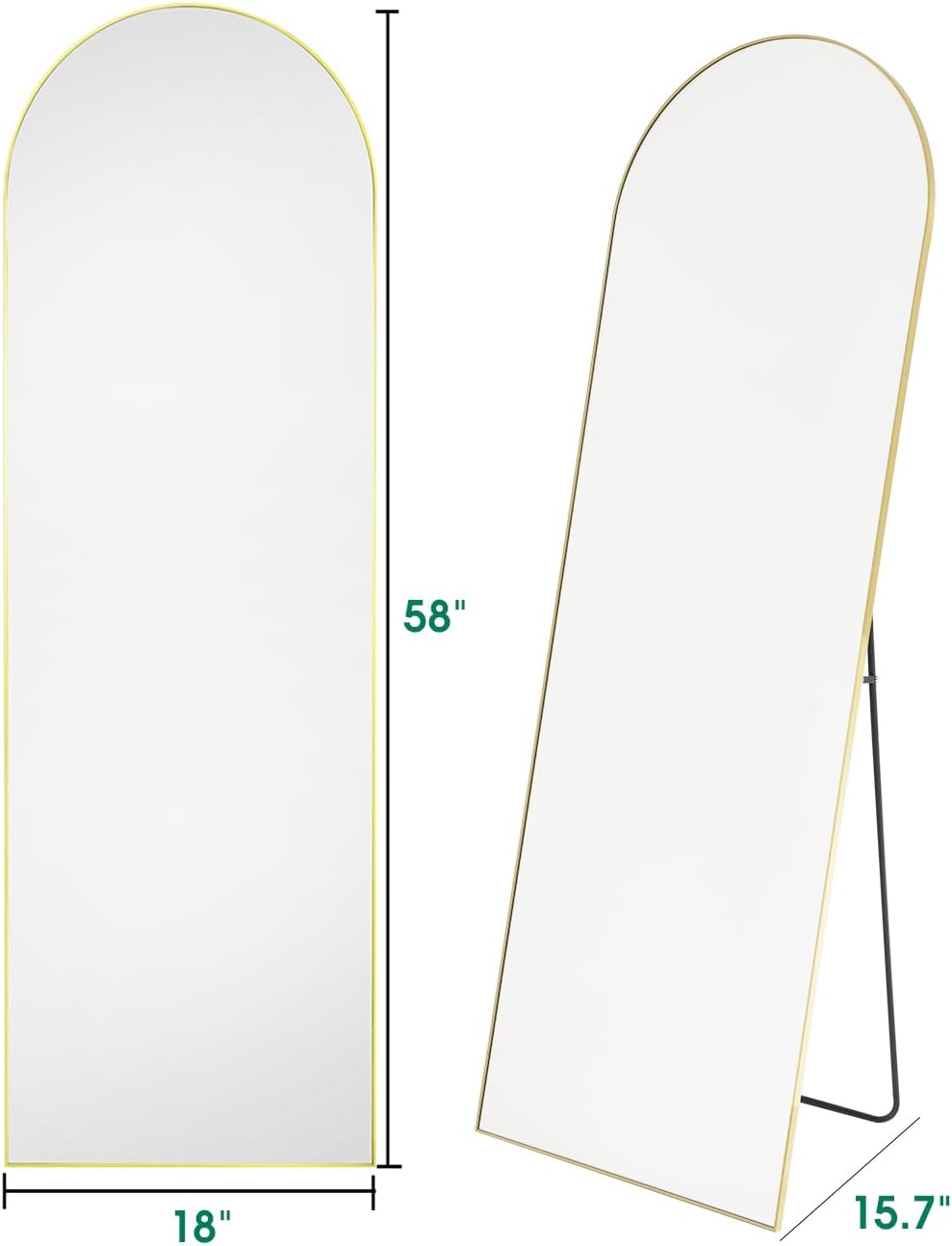 BEVERDY Arched Full Length Mirror - 18"58" Floor & Wall Mounted...