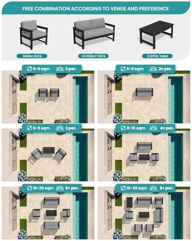 SERWALL 2 Pieces HDPE Cushioned Single Adirondack Armchair Sofa Set