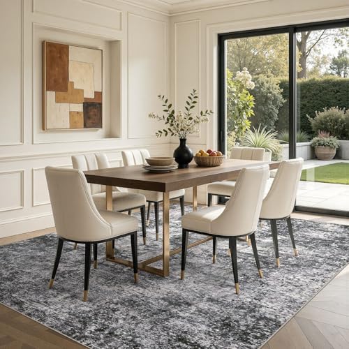 DMOYEST Area Rug Living Room Rugs 10x12 Washable Abstract Grey Carpet