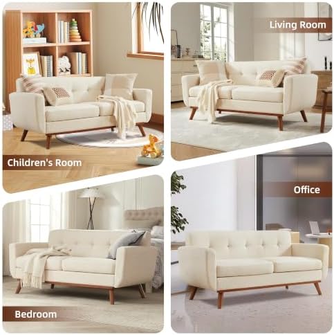 Kingfun 65.2" W Loveseat Sofa, Mid Century Modern Decor Love Seat Couche...
