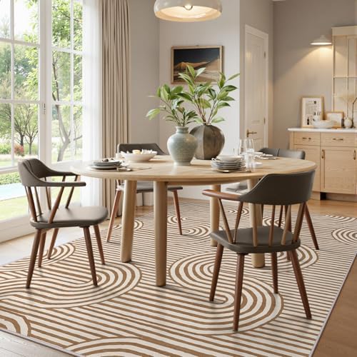 Lahome Khaki Modern Washable Area Rug 8x10, Play Mat for Living Room