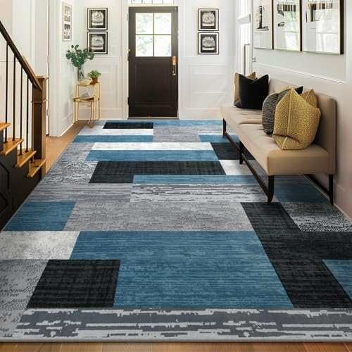 Large Area Rugs, Modern Geometric Patchwork Floor Decor Rockwood Collection