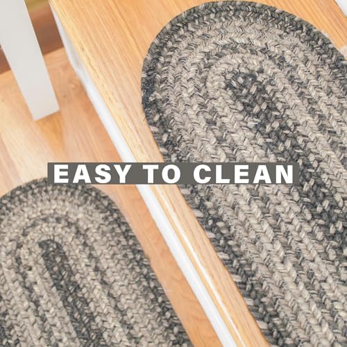 Homespice Flint Hill Jute Braided Stair Treads, Oval 8x28 Set of 13