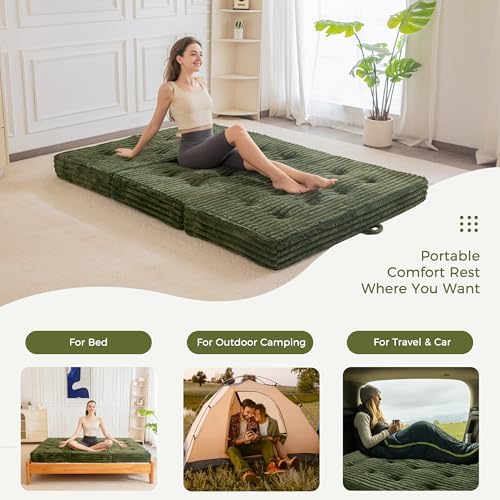 MAXYOYO Folding Sofa Couch Bed, 6 Inch Tri-Fold Floor Sofa Bed, Folding Mattr...