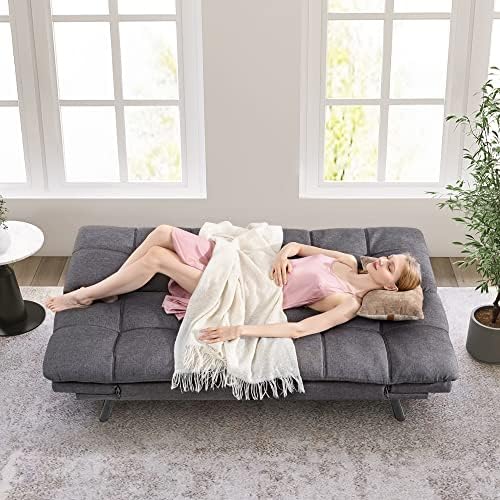 Opoiar Futon Sofa Bed,Small Splitback Linen Fabric Memory Foam Couch,Modern C...