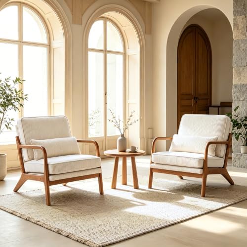Karl home Mid-Century Modern Accent Reading Chair, Beige