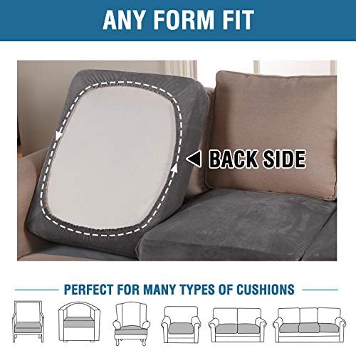 H.VERSAILTEX Velvet Stretch Couch Cushion Cover Plush Cushion Slipcover for C...