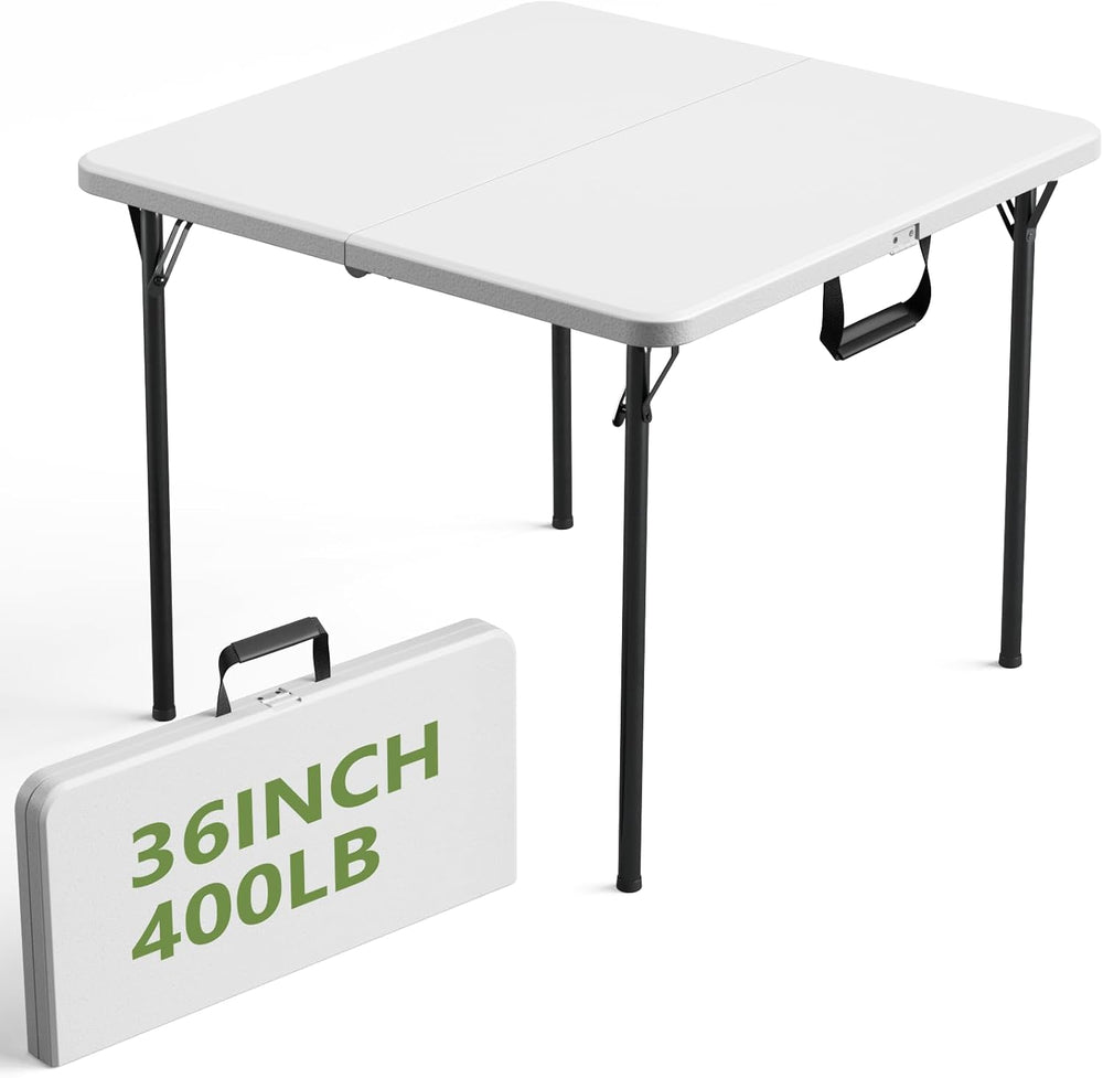 36" Folding Table, Portable Square Folding Card Table with Carrying Hand...