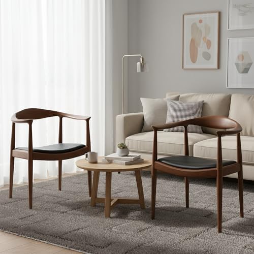 Kennedy Chairs, Mid Century Modern Dining Chairs with Arms (Walnut)