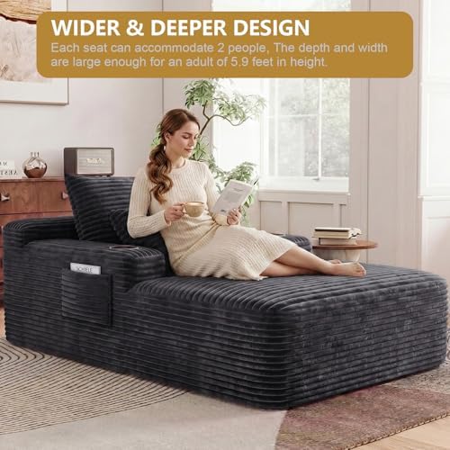 65" Oversized Chaise Lounge Chair Indoor, Boneless Chaise Lounge Chair w...