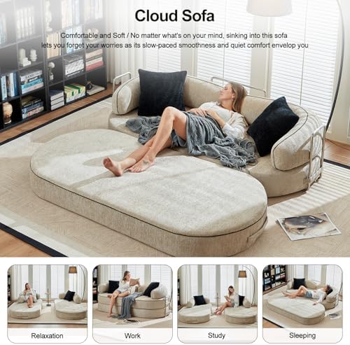 4-in-1 Folding Convertible Sofa Bed, 78 Inch Compression Oversized Corduroy U...