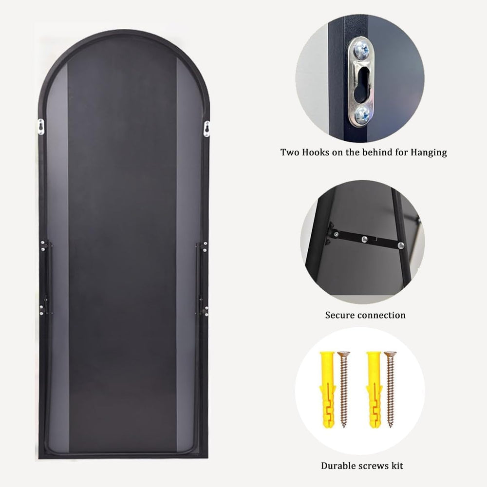 Arched Full Length Mirror, 76"x34" Large Floor Mirror, Black