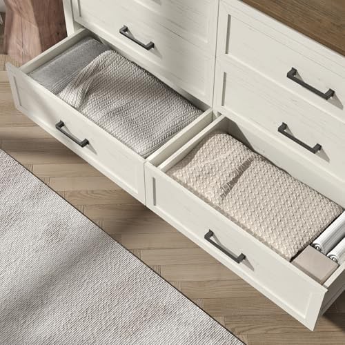 Farmhouse 6 Drawers Dresser for Bedroom, Antique White