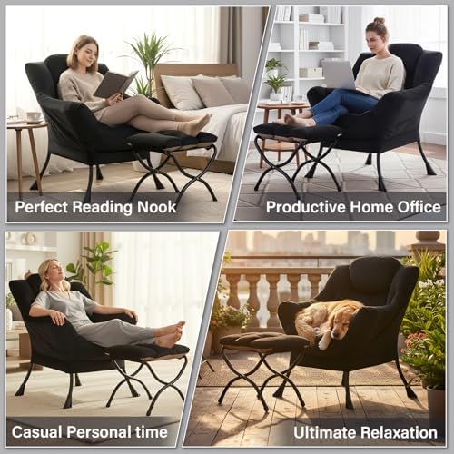 Lazy Chair with Ottoman,Comfy Accent Living Room Chair with Footrest Set