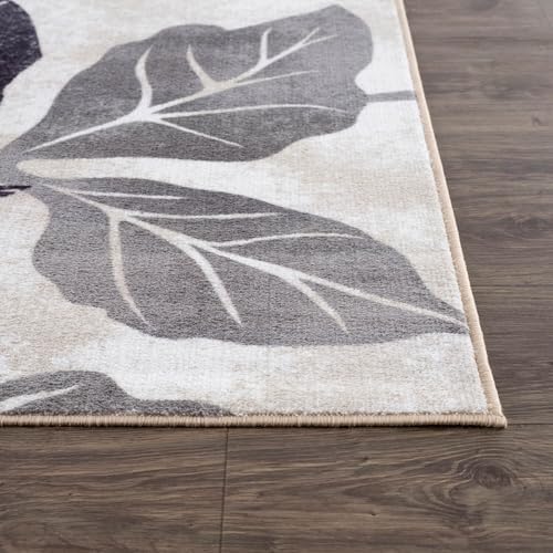 CAMILSON Solana Modern Floral 6'7" x 9'0" Area Rugs Non-Ski...