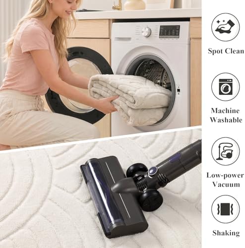 SHACOS Soft Fluffy Arch Waves Pattern High-Low Textured Area Rug 8'x10'