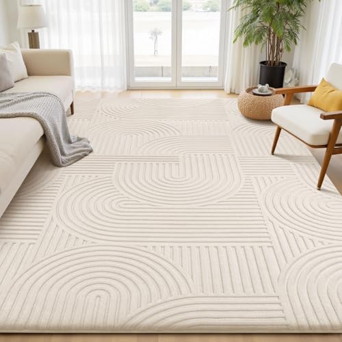 Sour Lemon Area Rugs 9x12 Living Room Bedroom, White Rug Large Carpet