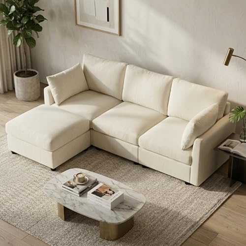 Iroomy Sectional Cloud Couch for Living Room, Spring Cushion Seating, L Shape...