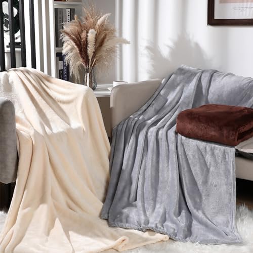 3 Pack Fleece Throw Blanket, Mixed Color, 60" X 80"
