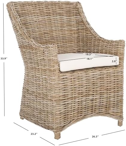 Safavieh Home Collection Ventura Brown and White Washed Arm Chair