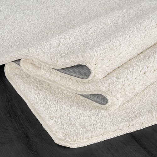Area Rug 6x9 Bone Washable Indoor Rug Solid Non Slip Easy to Clean Non Sheddi...