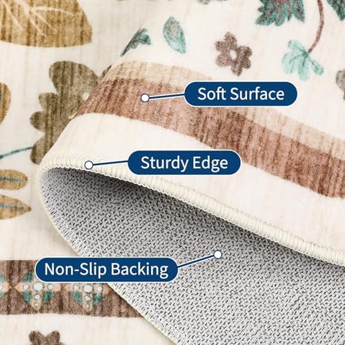 GarveeHome Floral Area Rugs 5x7 for Living Room Machine Washable Beige