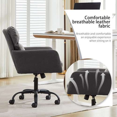 YITAI Adjustable Home Office Desk Chair with Comfy Square Mid-Back, Faux Leat...