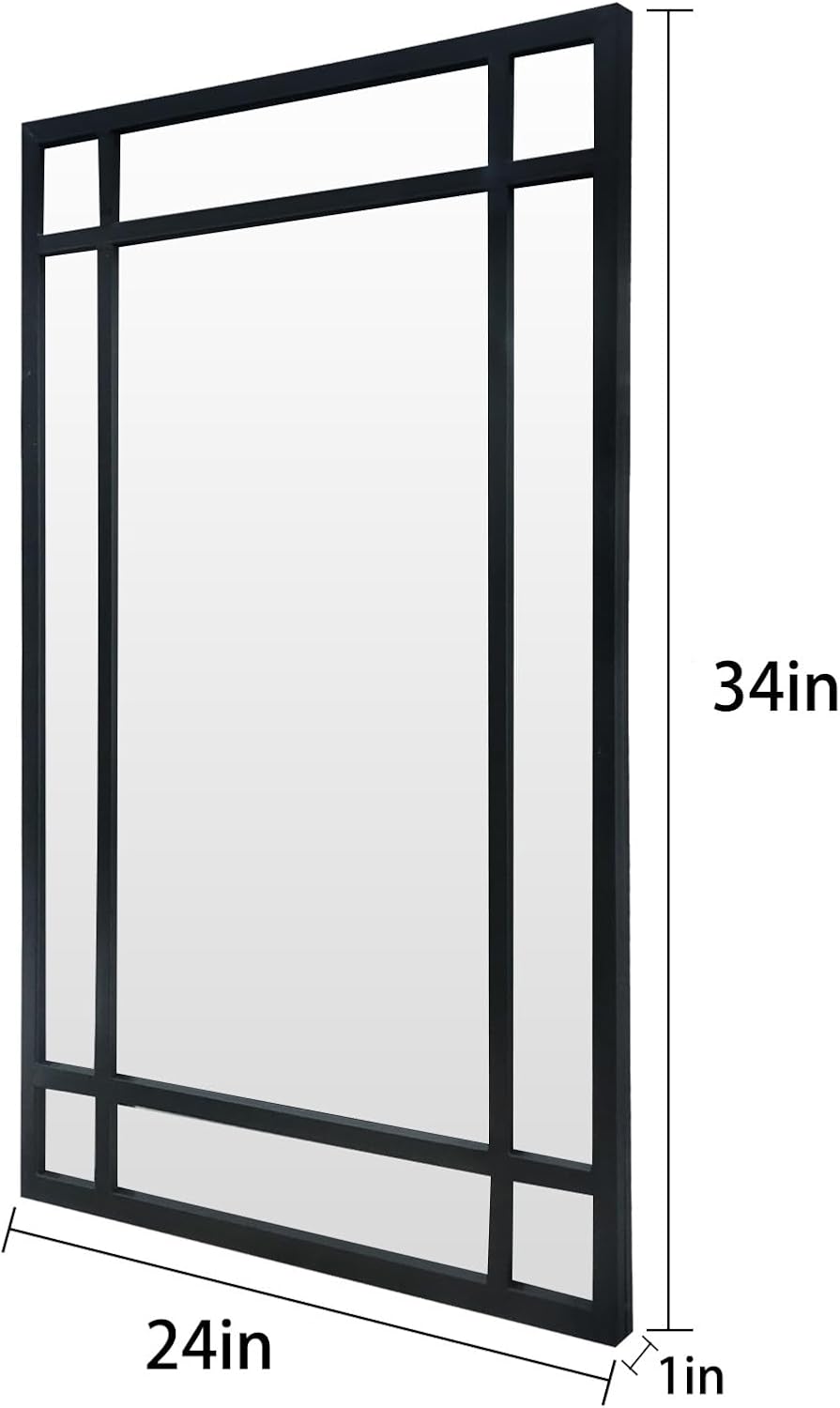 HQiJun Black Rectangle Mirror, Farmhouse Decorative Wall Mirror for Entryway,...
