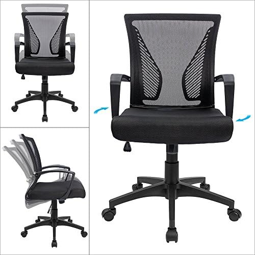 Furmax Office Chair Ergonomic Computer Desk Mesh Chair Mid Back Swivel Lumbar...