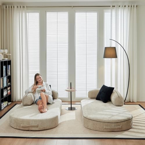 4-in-1 Folding Convertible Sofa Bed, 78 Inch Compression Oversized Corduroy U...