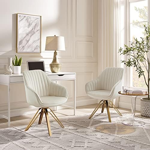 Zouron Mid Century Modern Swivel Accent Chair with Gold Metal Legs, Upholster...
