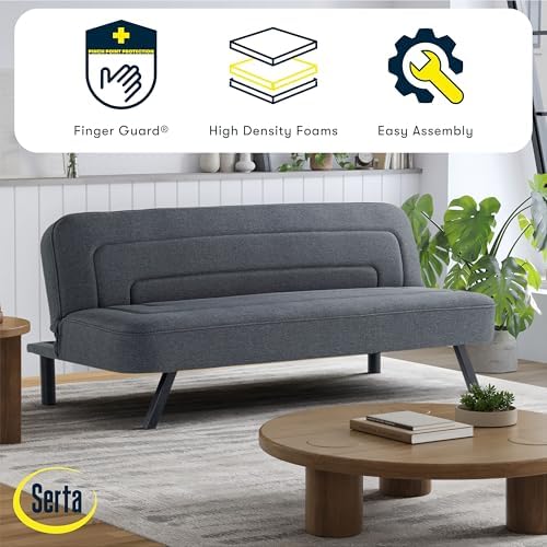 Serta Fairwood 66.1" Convertible Futon Sofa, Short Twin Size, Modern Boh...