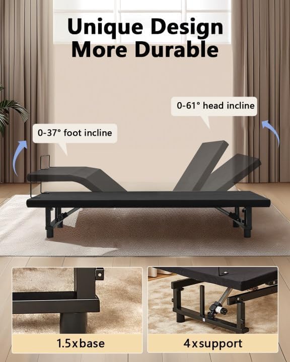 Mixcous King Adjustable Bed Frame with Zero Gravity Heavy Duty 750 lbs