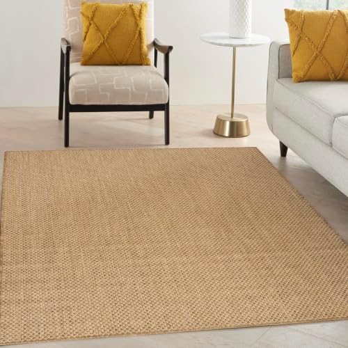 Nourison Home Courtyard Indoor Outdoor Area Rug, Jute, 5' x 7', Geome...