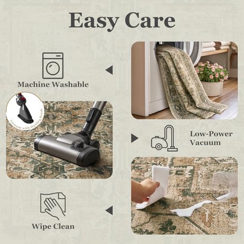 Vintage Distressed 5x7 Area Rugs for Living Room Bedroom Non Slip Washable, M...