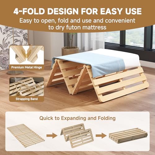 LILYPELLE Floor Bed Frame Twin, Foldable Tatami Bed Frame Futon Frame