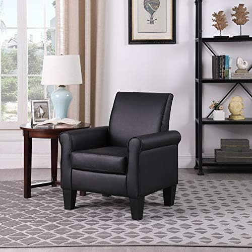 Modern Faux Leather Accent Chair, Upholstered Living Room Armchairs Comfy Sin...