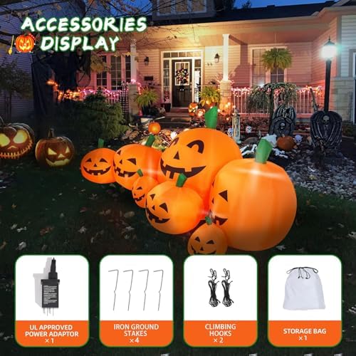8FT Long Halloween Inflatable Pumpkin Patch Fall Inflatable Thanksgiving Infl...