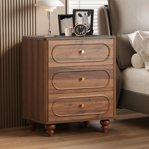 ORRD 3 Drawer Fluted Dresser for Bedroom Set of 2, Mid Century Modern Chest o...