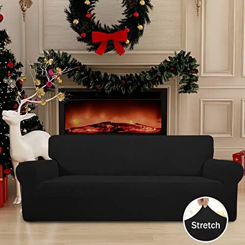 Easy-Going Stretch Couch Covers for Sofa Washable Large Black