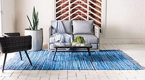 Unique Loom Chindi Cotton Collection Soft Hand Woven Natural Fiber Striped Ar...