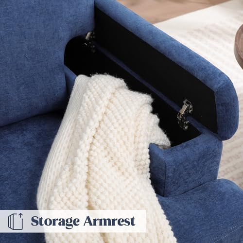 Accent Chair Set of 2 with Storage Armrest, Modern Upholstered Reading Living...